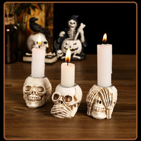 TotenkopfGlühen Skullight 3-delige Halloween-schedelkandelaarset