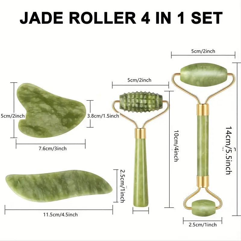RollPro | Jade Gua Sha Gezichtsmassage Roller Set (4PCS)