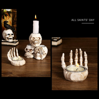 TotenkopfGlühen Skullight 3-delige Halloween-schedelkandelaarset