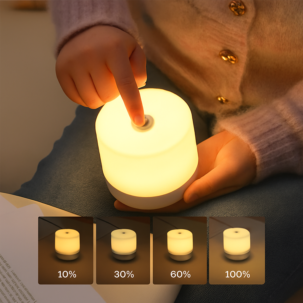 tactiele USB nachtlamp met dimbare intensiteit voor lezen en nachtlamp