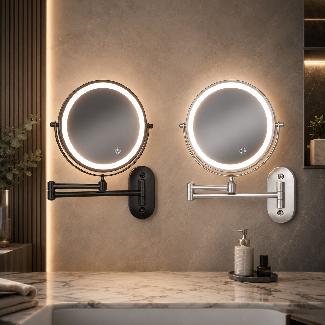 LED Wand Make-up Spiegel met Vergroting | Spiegelkrone