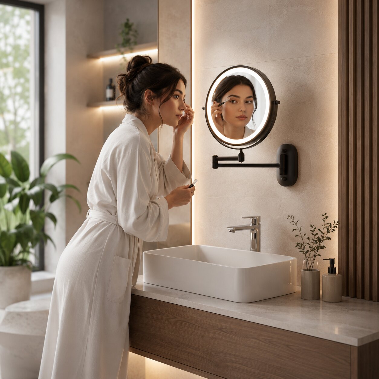 LED Wand Make-up Spiegel met Vergroting | Spiegelkrone