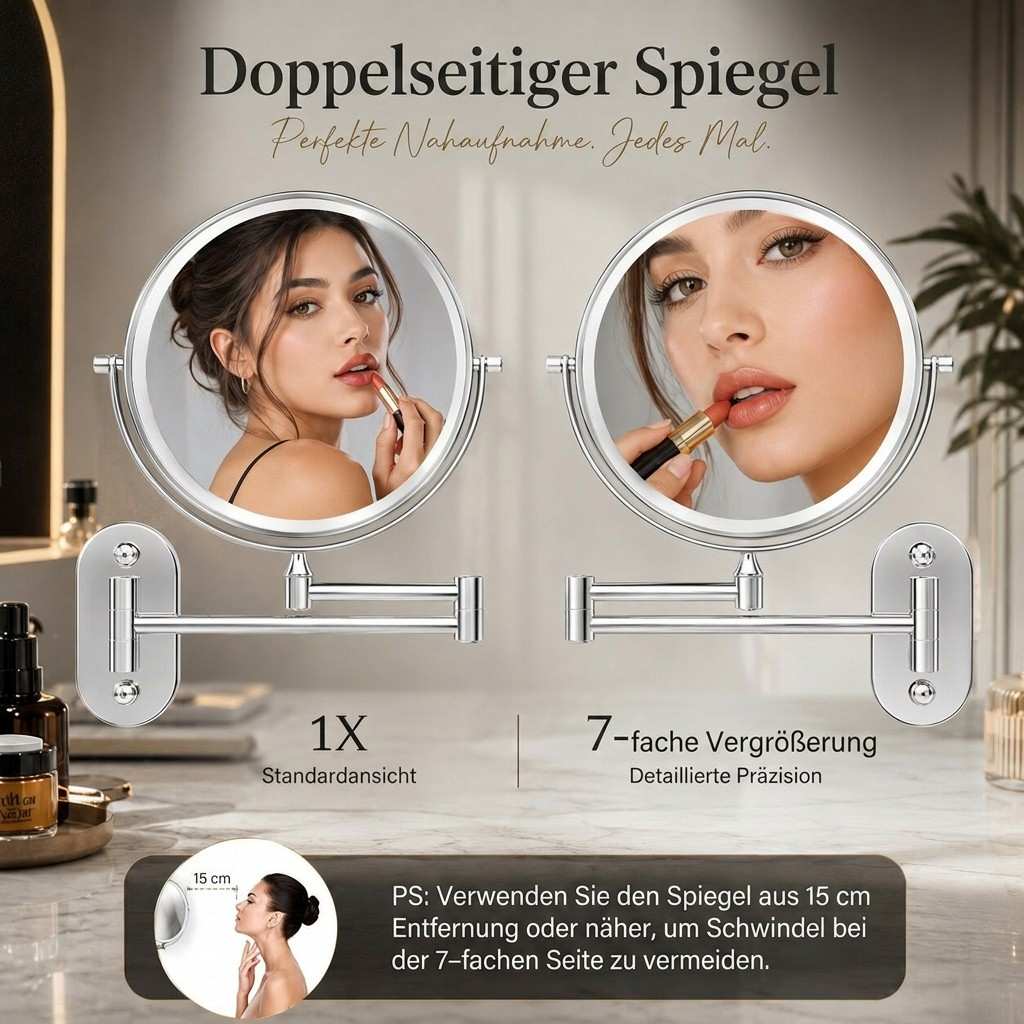 LED Wand Make-up Spiegel met Vergroting | Spiegelkrone