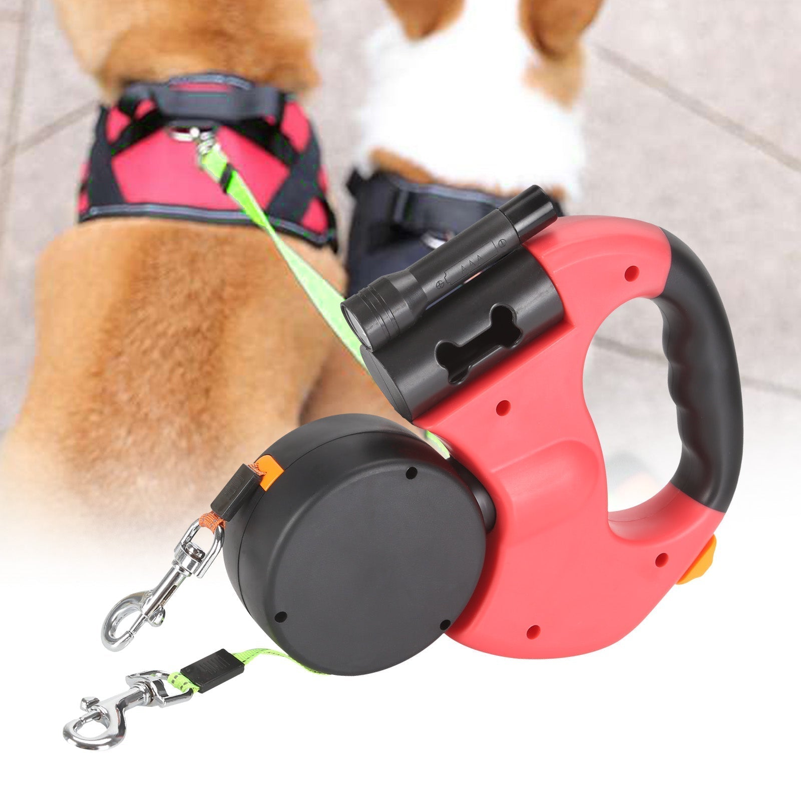 Honden Doppelleine met Poepzakjeshouder & LED Licht | LeinenMeister