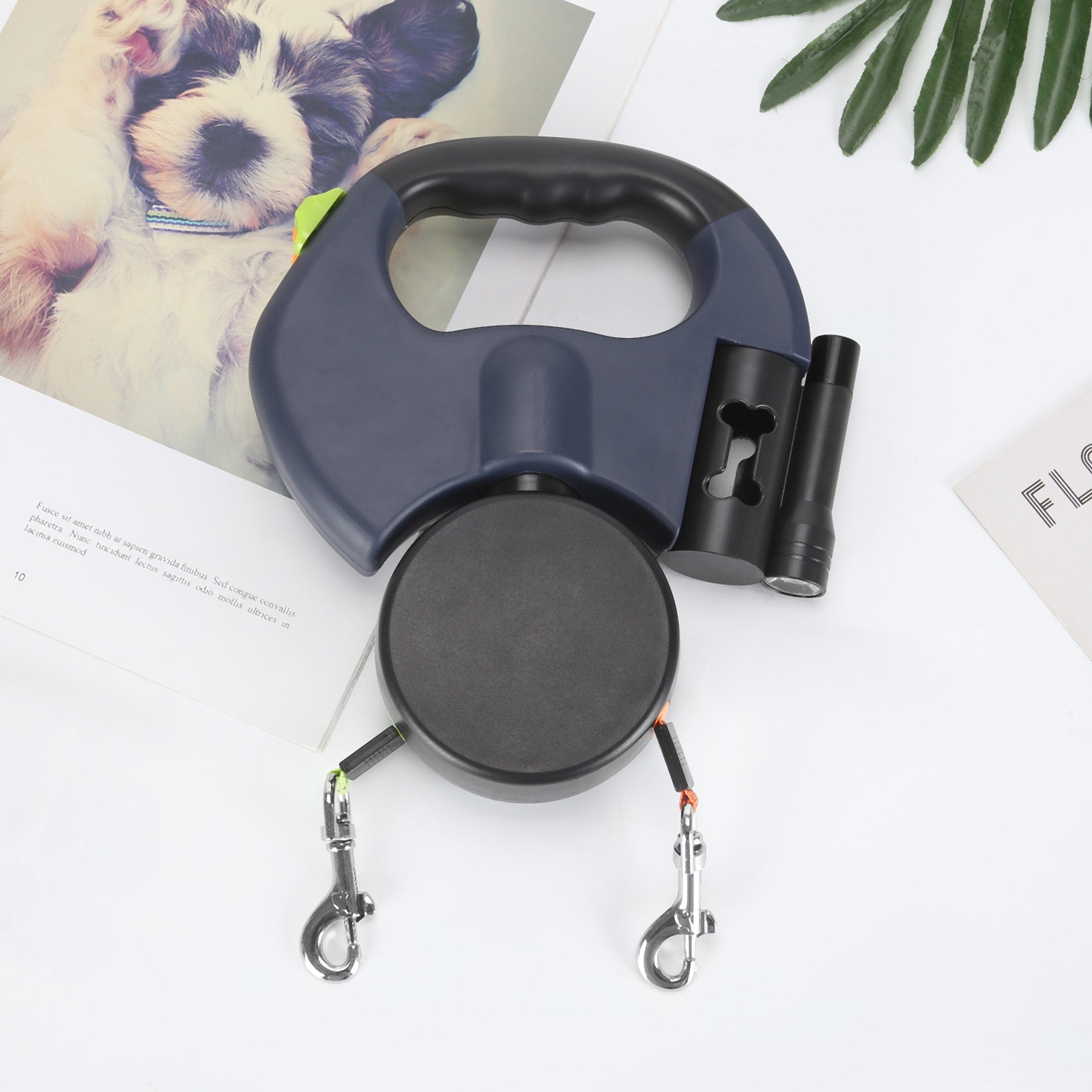 Honden Doppelleine met Poepzakjeshouder & LED Licht | LeinenMeister