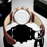 Lige – Stijlvol herenhorloge met lederen band en datumfunctie