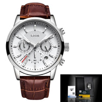 Lige – Stijlvol herenhorloge met lederen band en datumfunctie