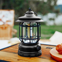 LightMate Oplaadbare Campinglamp – Vintage-Stijl LED met Dimbare Verlichting