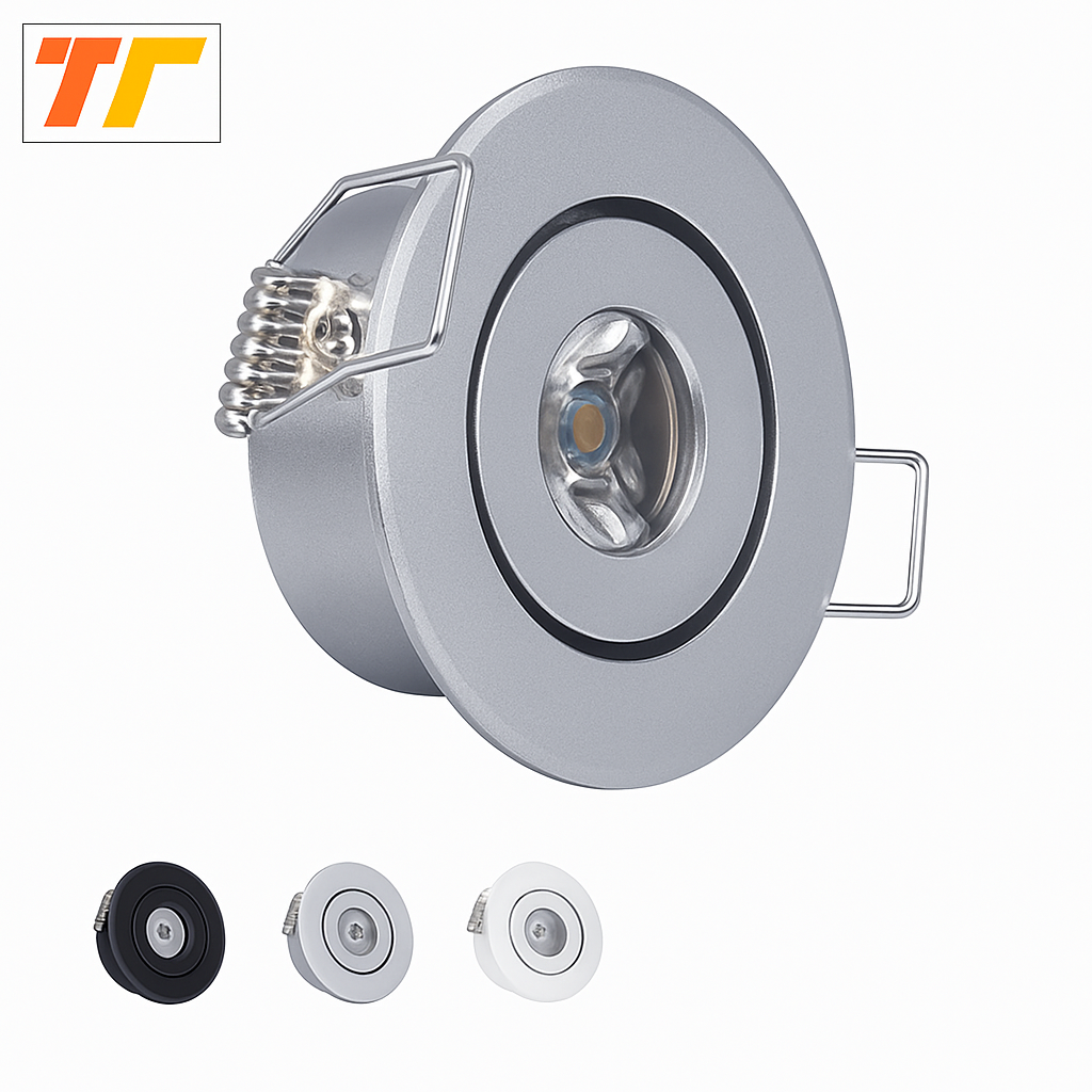 set van 6 dimbare mini inbouw LED spots in aluminium