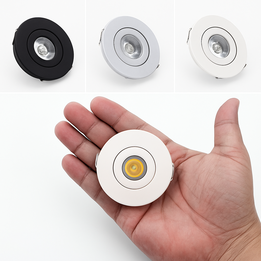 set van 6 dimbare mini inbouw LED spots in aluminium