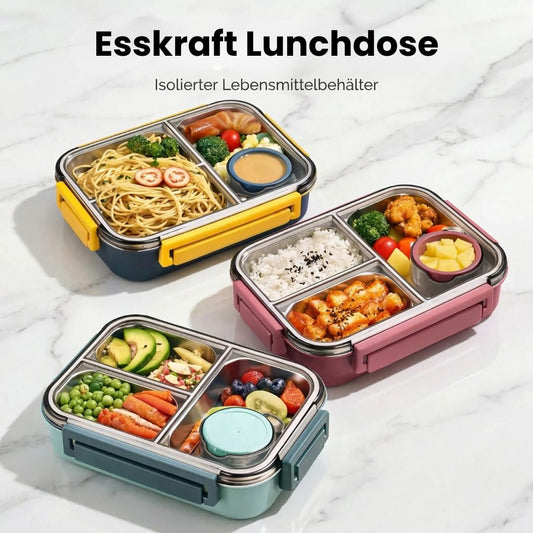 Lunchbox | Thermobakjes voor eten | Roestvrijstalen lunchbox met vakjes | Warmhoudbak | Esskraft
