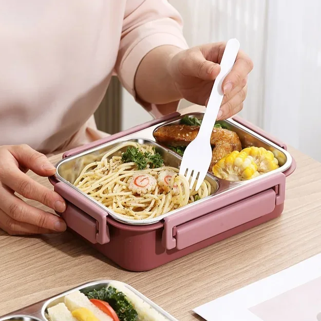 Lunchbox | Thermobakjes voor eten | Roestvrijstalen lunchbox met vakjes | Warmhoudbak | Esskraft