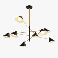 Lustre ontwerp met LED en meerdere driehoekige lampenkappen in Loft-stijl
