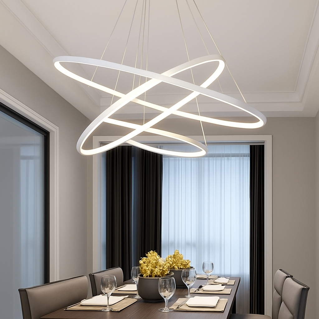 Lustre design met LED-hangringen Deco