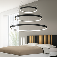 Lusterontwerp met ingeklemde ringen, hangend aan LED