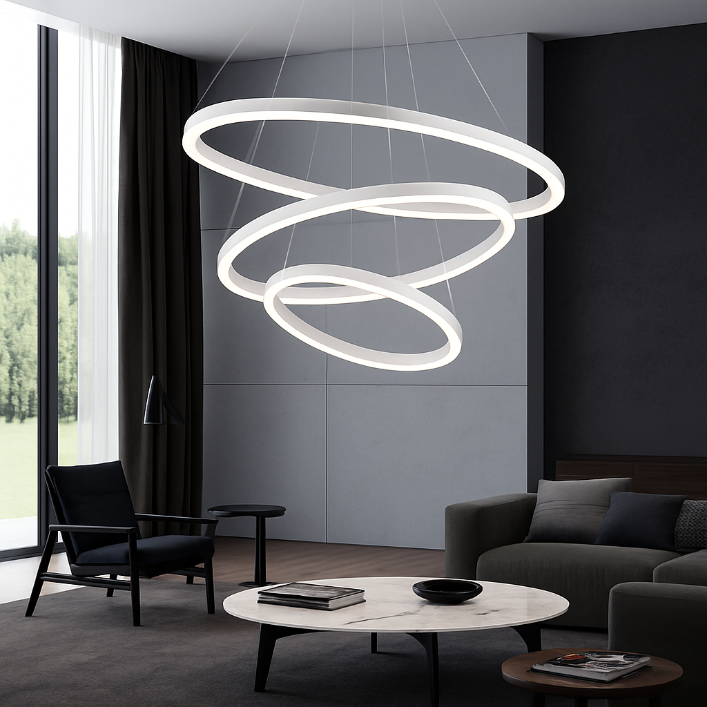 Lustre ontwerp met verweven cirkels (zwart of wit)