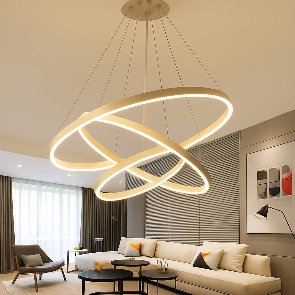 Lustre ontwerp met verweven cirkels (zwart of wit)
