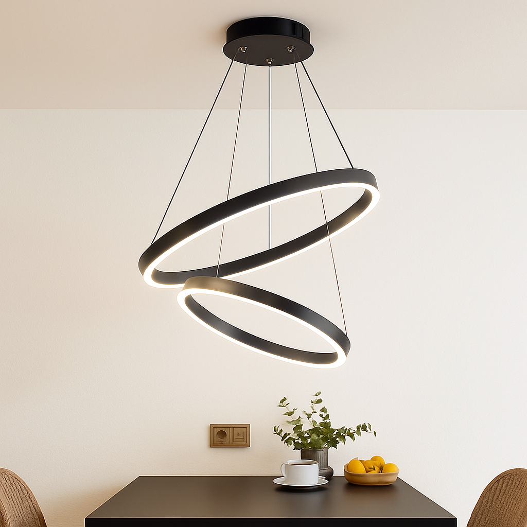 Lustre ontwerp met verweven cirkels (zwart of wit)