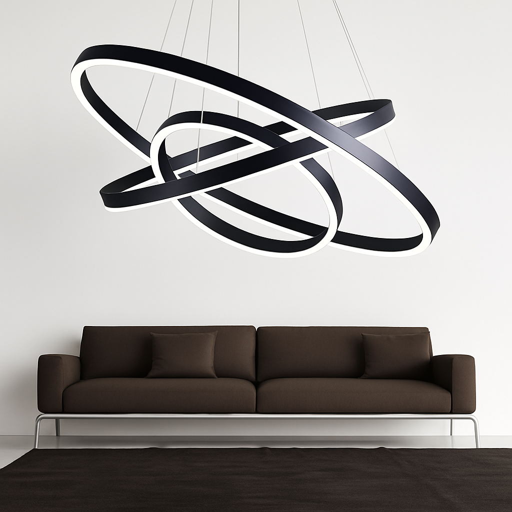 Lustre ontwerp met verweven cirkels (zwart of wit)