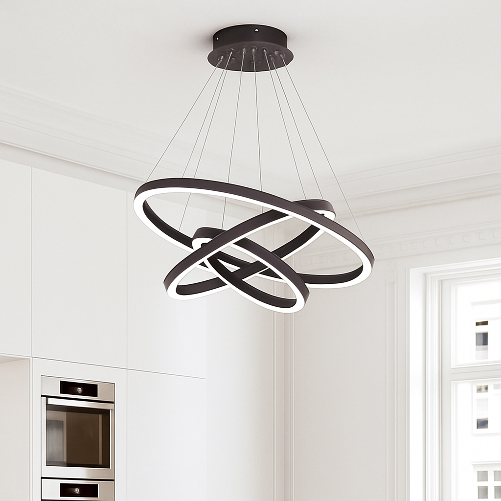 Lustre ontwerp met verweven cirkels (zwart of wit)
