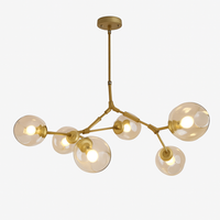 Gouden design kroonluchter met glazen bollen Lindsey