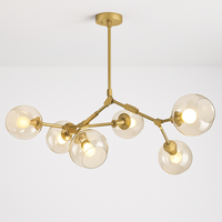 Gouden design kroonluchter met glazen bollen Lindsey