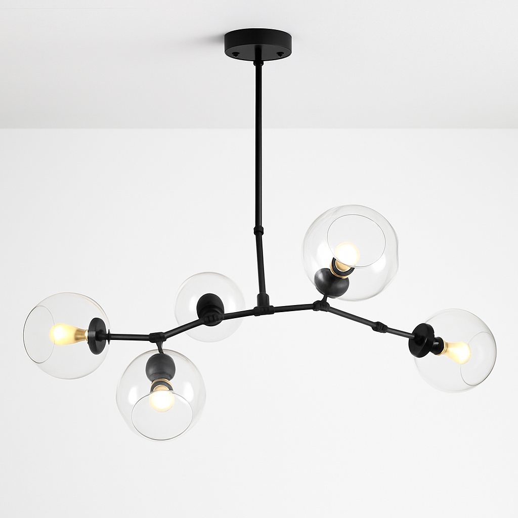 Gouden design kroonluchter met glazen bollen Lindsey