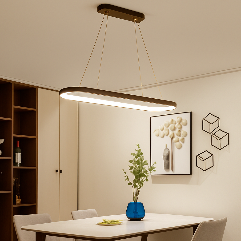 Lustre LED design hanglamp in afgerond aluminium