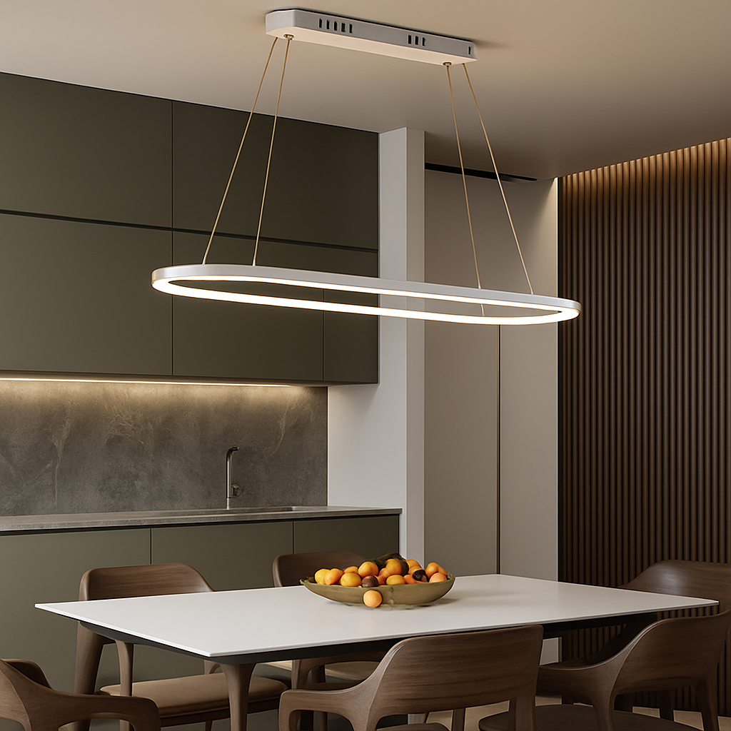 Lustre LED design hanglamp in afgerond aluminium