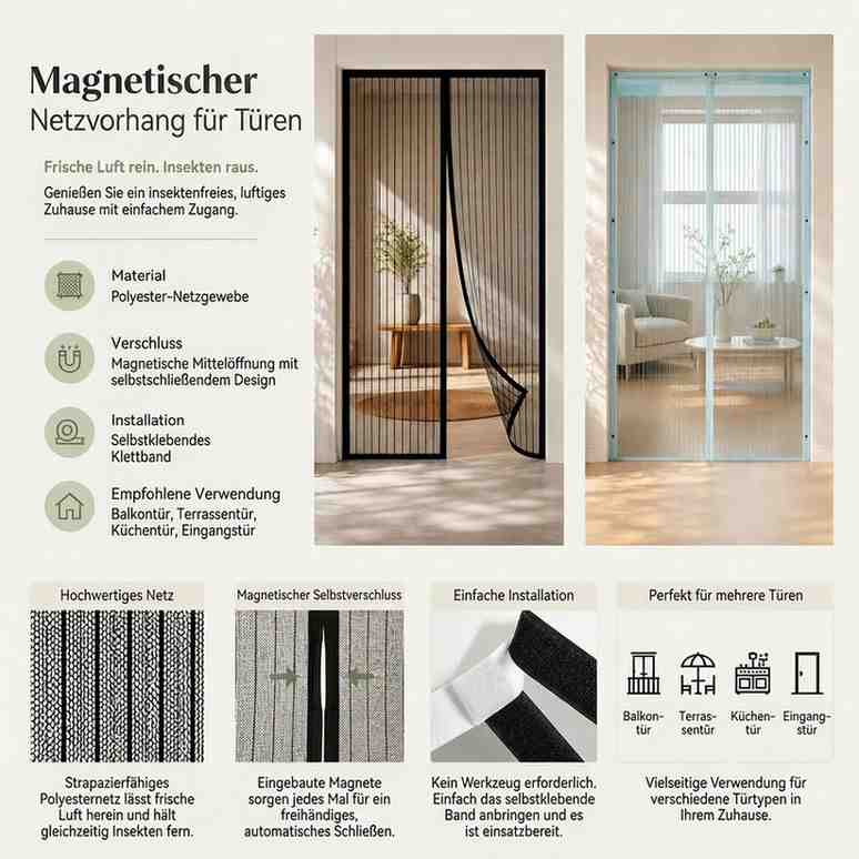 Insectenbescherming voor Deur | Magnetisch Gordijn