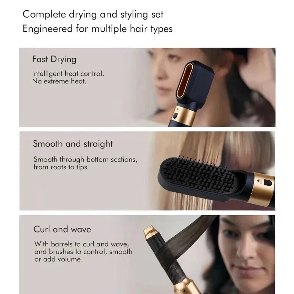 Glossify 5-in-1-haarstyler | 1000 W föhnborstel met ionische technologie