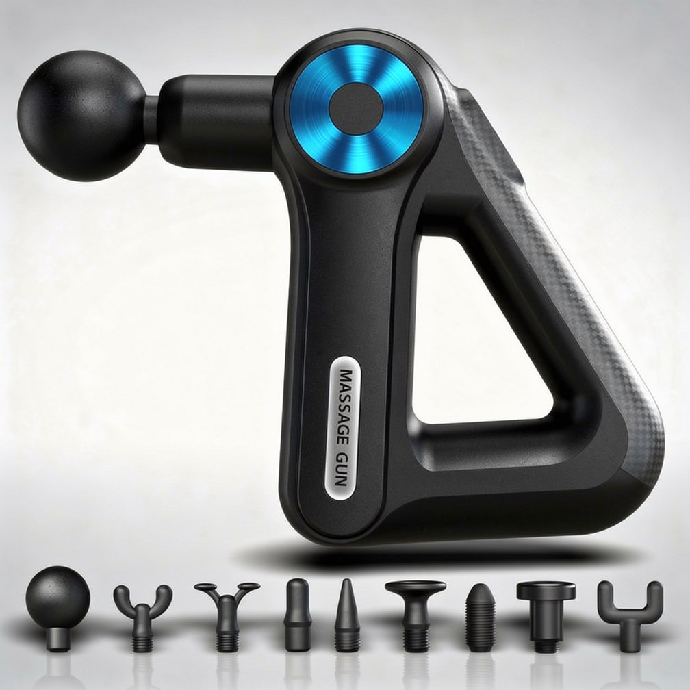 Massagepistool met 9 opzetstukken | Massageapparaat voor nek, rug, voeten en meer | Massage Gun | Pulsevia