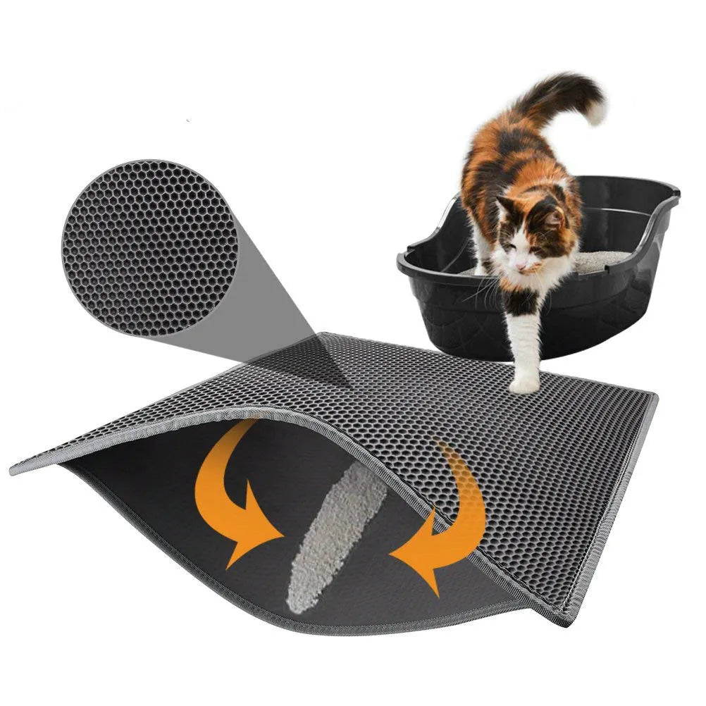 Afval Opvang Mat | Houdt vloeren schoon en vrij van gemorst strooisel Korte beschrijving: Vangt effectief kattenbakvulling op met een dubbellaags ontwerp.