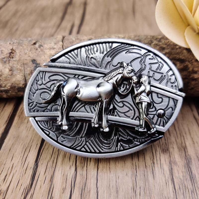 Metalen Ovale Cowboys Gürtelschnalle