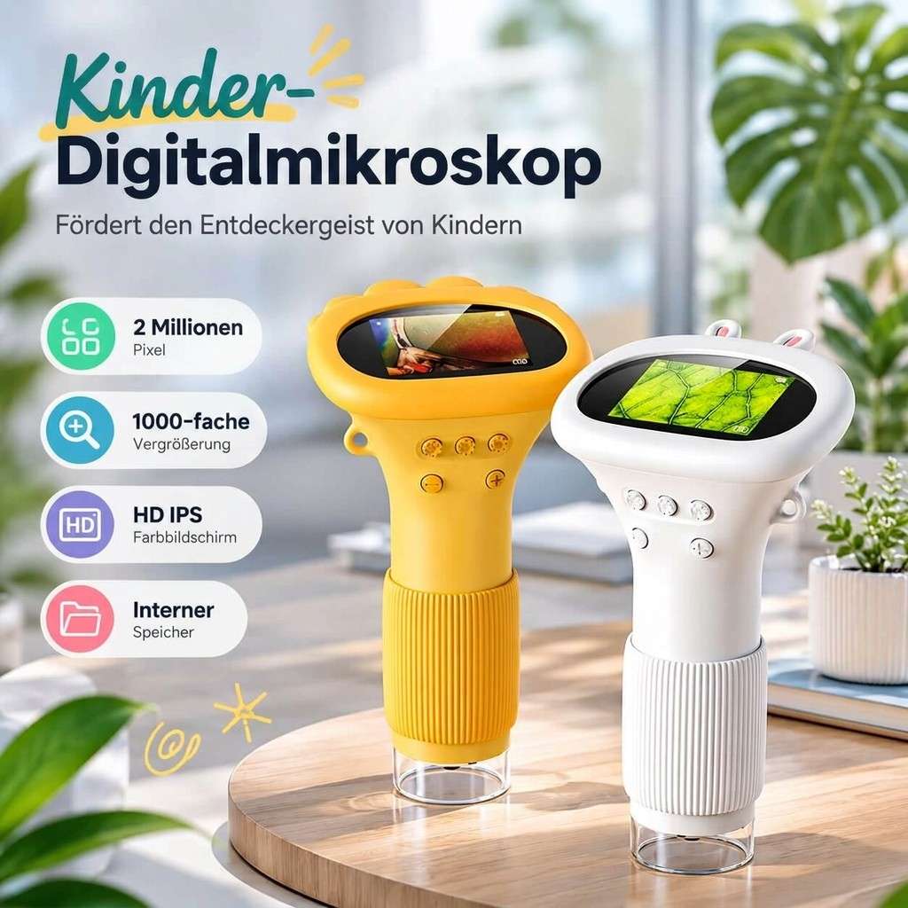 Mikroscoop voor Kinderen | Kindermikroscoop met Digitale Weergave | Kleinlinse