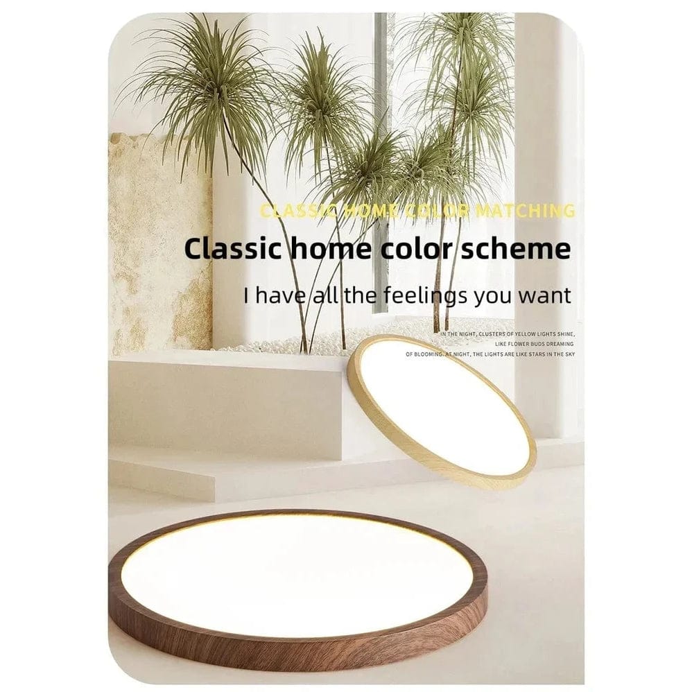 Ronde ultratunne plafondlamp met houtafwerking en LED, 30 cm of 40 cm