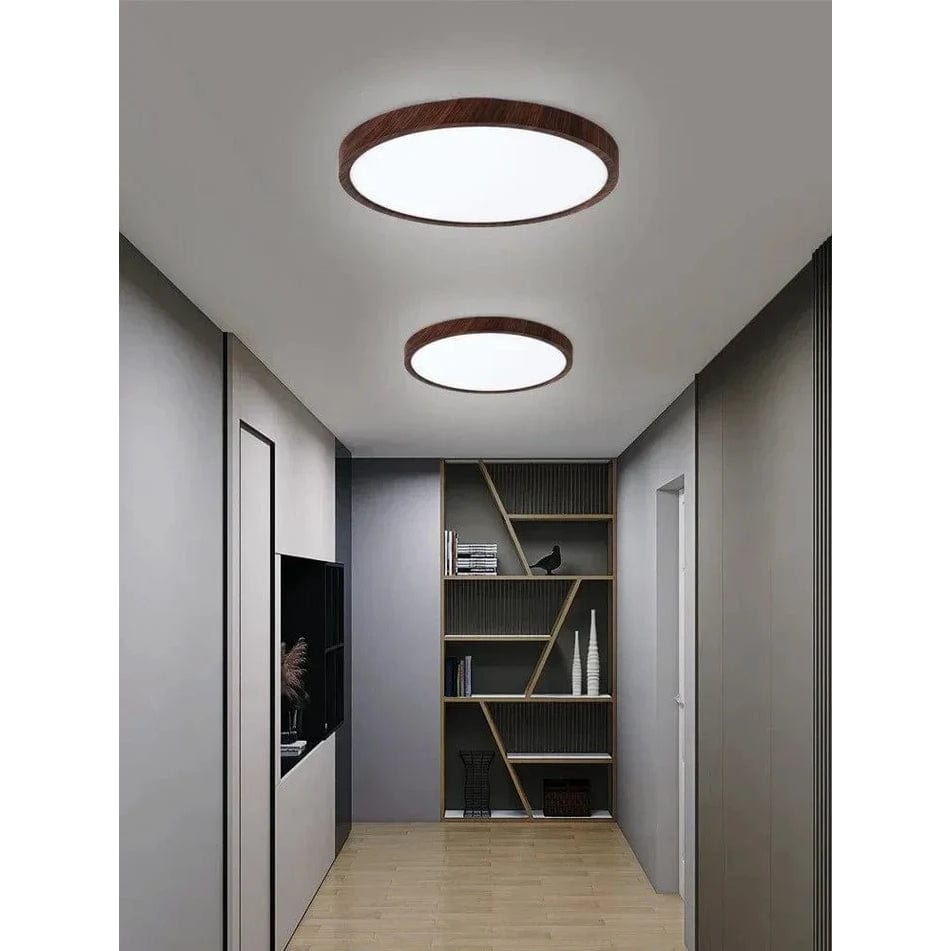 Ronde ultratunne plafondlamp met houtafwerking en LED, 30 cm of 40 cm
