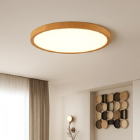 Ronde ultratunne plafondlamp met houtafwerking en LED, 30 cm of 40 cm