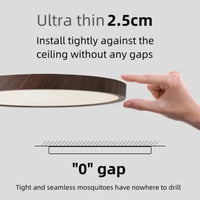 Ronde ultratunne plafondlamp met houtafwerking en LED, 30 cm of 40 cm