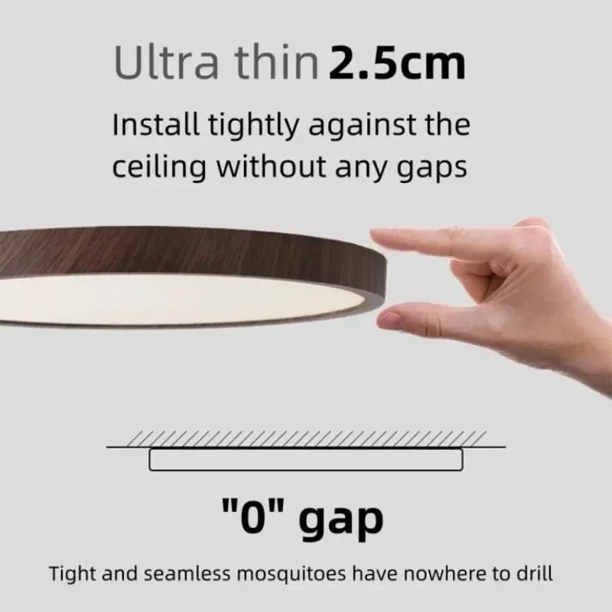 Ronde ultratunne plafondlamp met houtafwerking en LED, 30 cm of 40 cm
