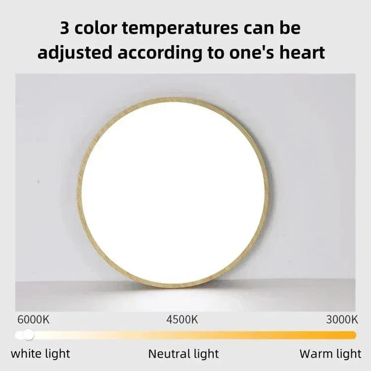 Ronde ultratunne plafondlamp met houtafwerking en LED, 30 cm of 40 cm