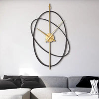Moderne Gouden Abstracte Metalen Wandklok
