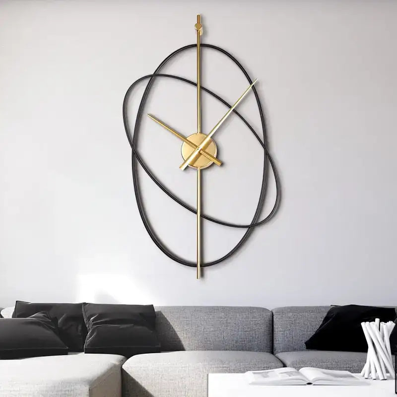 Moderne Gouden Abstracte Metalen Wandklok