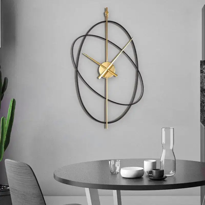 Moderne Gouden Abstracte Metalen Wandklok