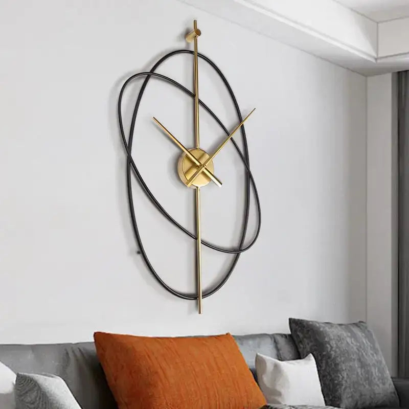 Moderne Gouden Abstracte Metalen Wandklok