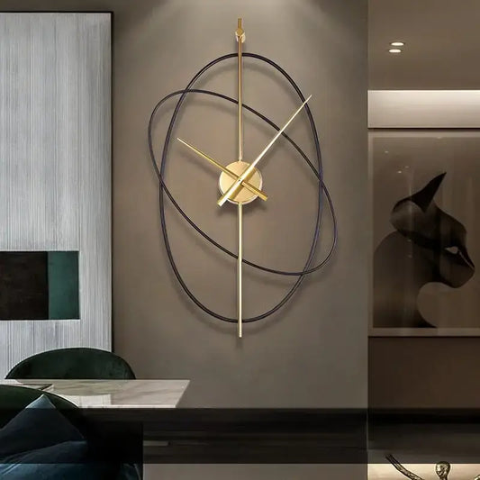 Moderne Gouden Abstracte Metalen Wandklok