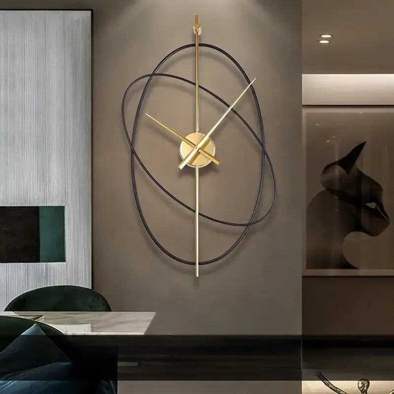 Moderne Gouden Abstracte Metalen Wandklok
