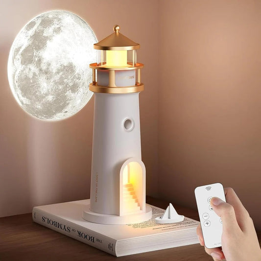 Maanslicht Projector Lamp | Vuurtoren Nachtlamp met Bluetooth Speaker | Lunavara