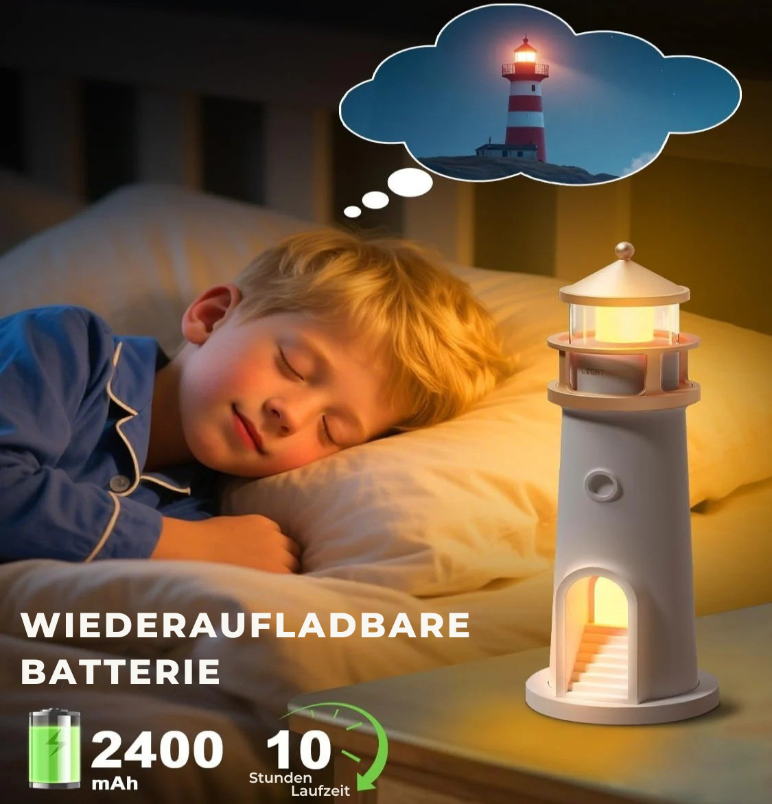 Maanslicht Projector Lamp | Vuurtoren Nachtlamp met Bluetooth Speaker | Lunavara