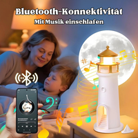 Maanslicht Projector Lamp | Vuurtoren Nachtlamp met Bluetooth Speaker | Lunavara